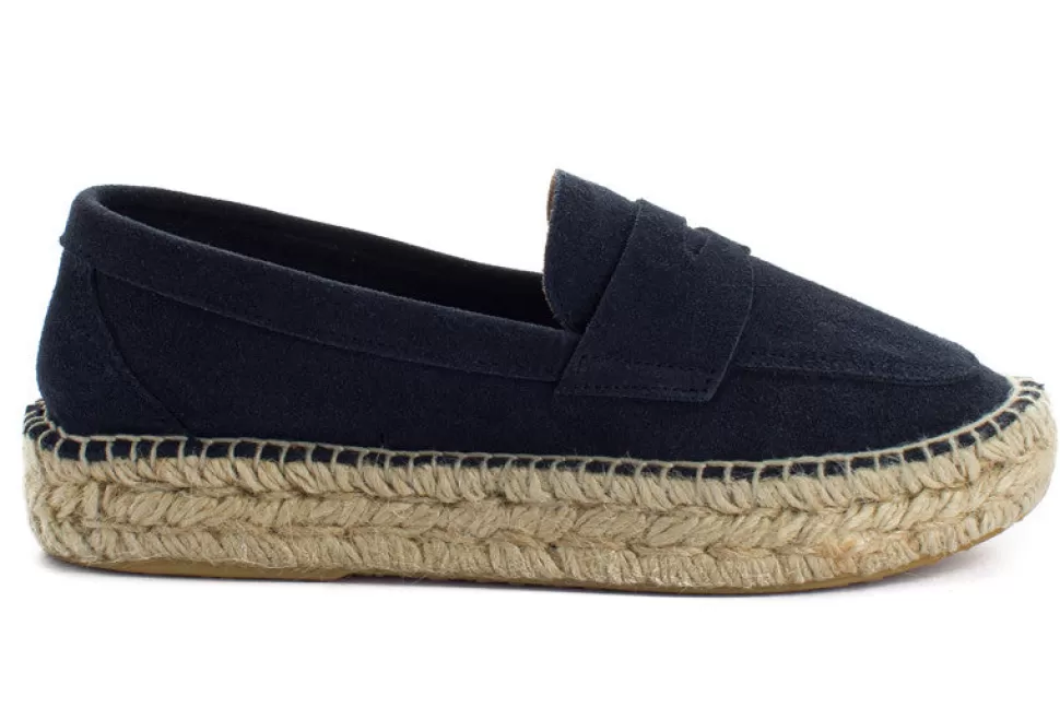 Fashion Mocassino In Pelle Blu Navy 312 Donna Espadrillas Mocassino