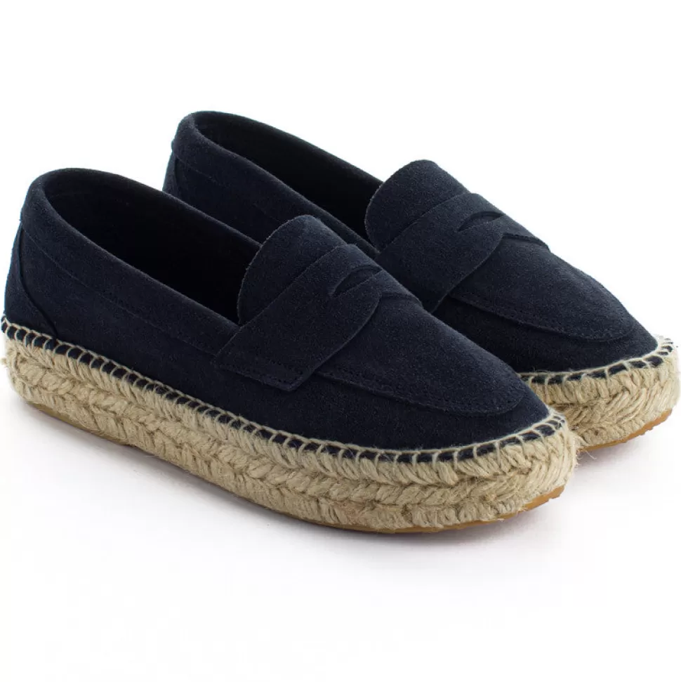 Fashion Mocassino In Pelle Blu Navy 312 Donna Espadrillas Mocassino