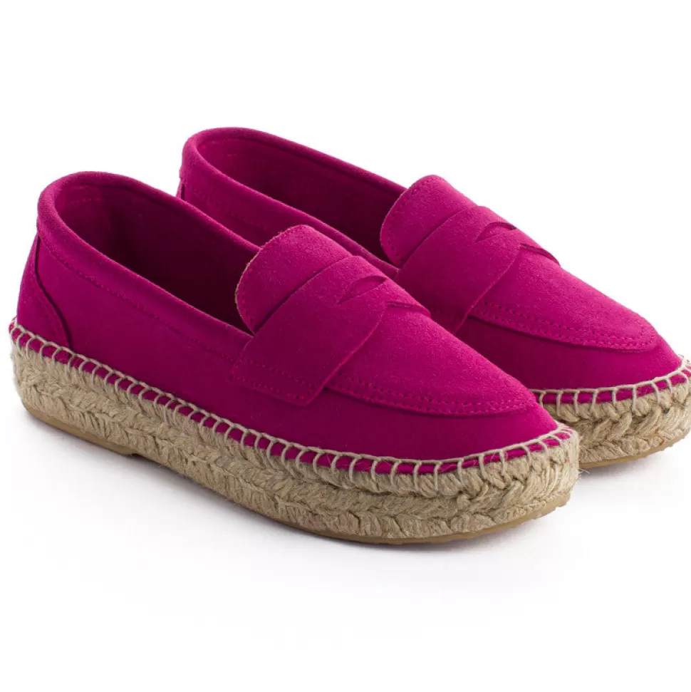 Hot Mocassino In Pelle Fucsia Donna Espadrillas Mocassino