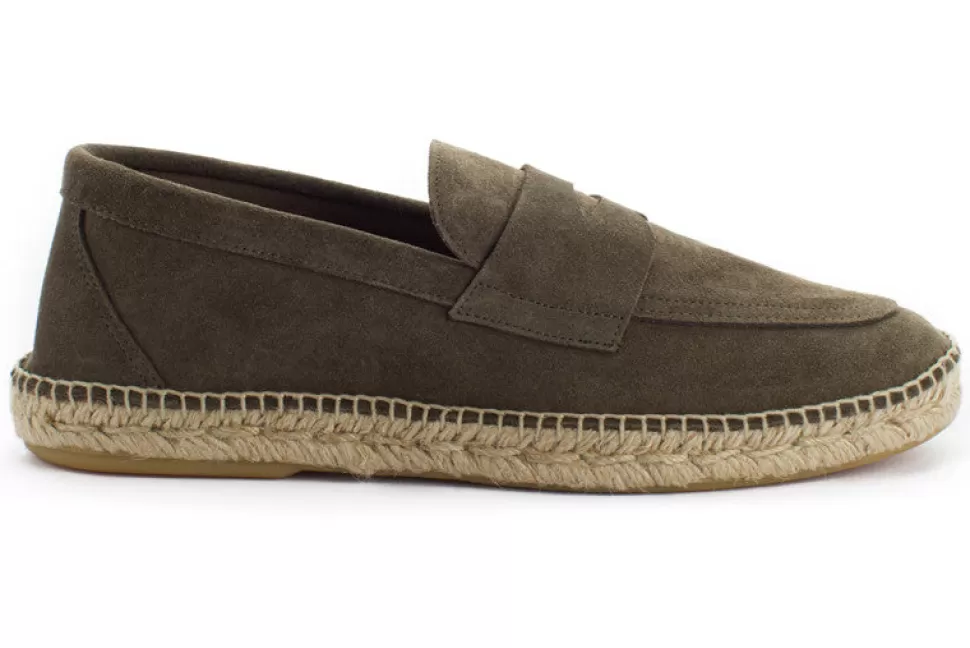 Shop Mocassino In Pelle Kaki 19 Uomo Espadrillas Estive