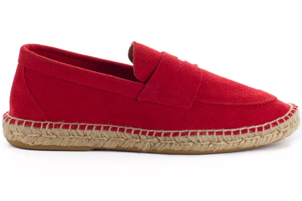 Flash Sale Mocassino In Pelle Rossa Uomo Espadrillas Estive