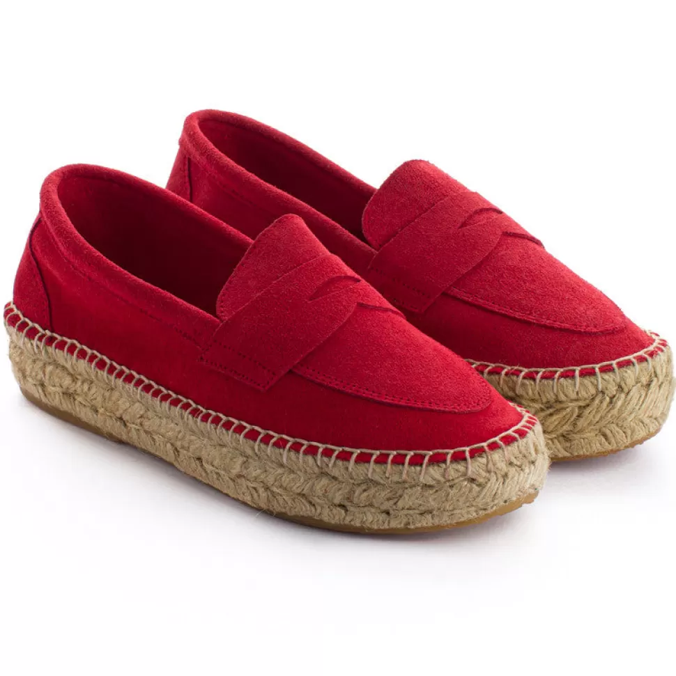 Discount Mocassino In Pelle Rossa 556 Donna Espadrillas Mocassino