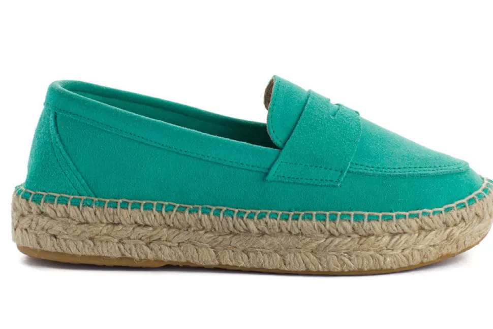 Clearance Mocassino In Pelle Turchese Donna Espadrillas Mocassino