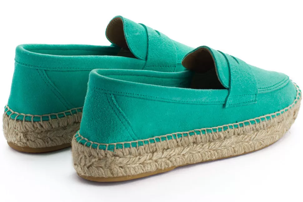 Clearance Mocassino In Pelle Turchese Donna Espadrillas Mocassino