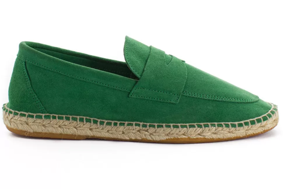 Shop Mocassino In Pelle Verde Uomo Espadrillas Mocassino