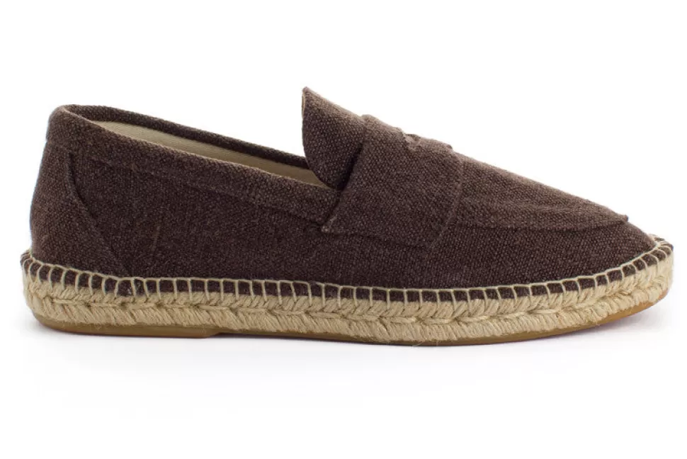 Discount Mocassino Old Lino Marrone Uomo Espadrillas Mocassino