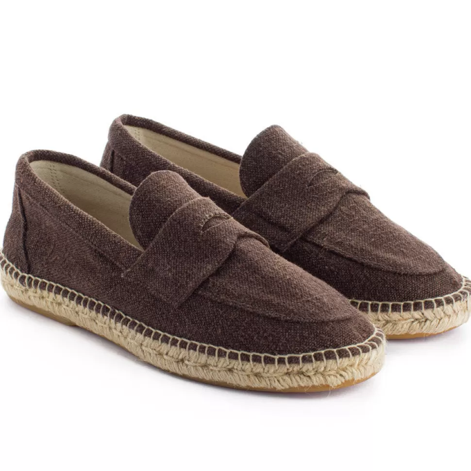 Discount Mocassino Old Lino Marrone Uomo Espadrillas Mocassino