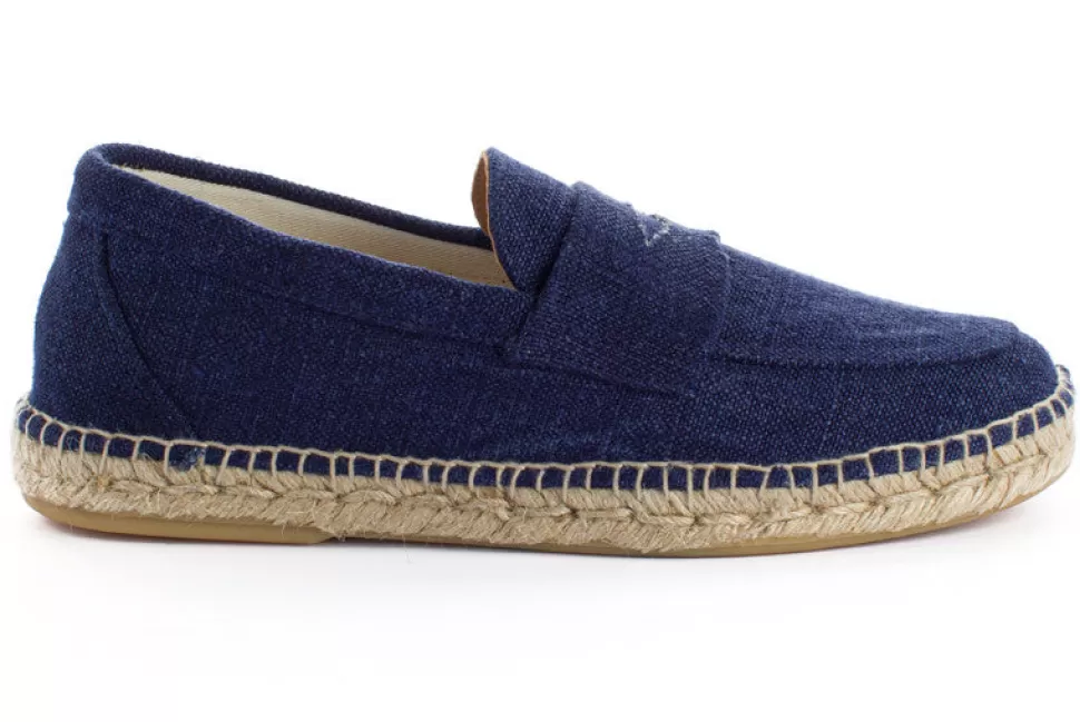 Clearance Mocassino Old Lino Navy Uomo Espadrillas Mocassino