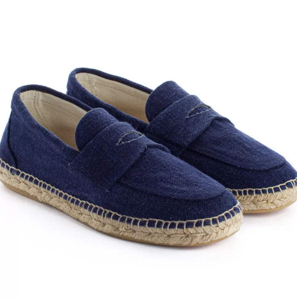 Clearance Mocassino Old Lino Navy Uomo Espadrillas Mocassino