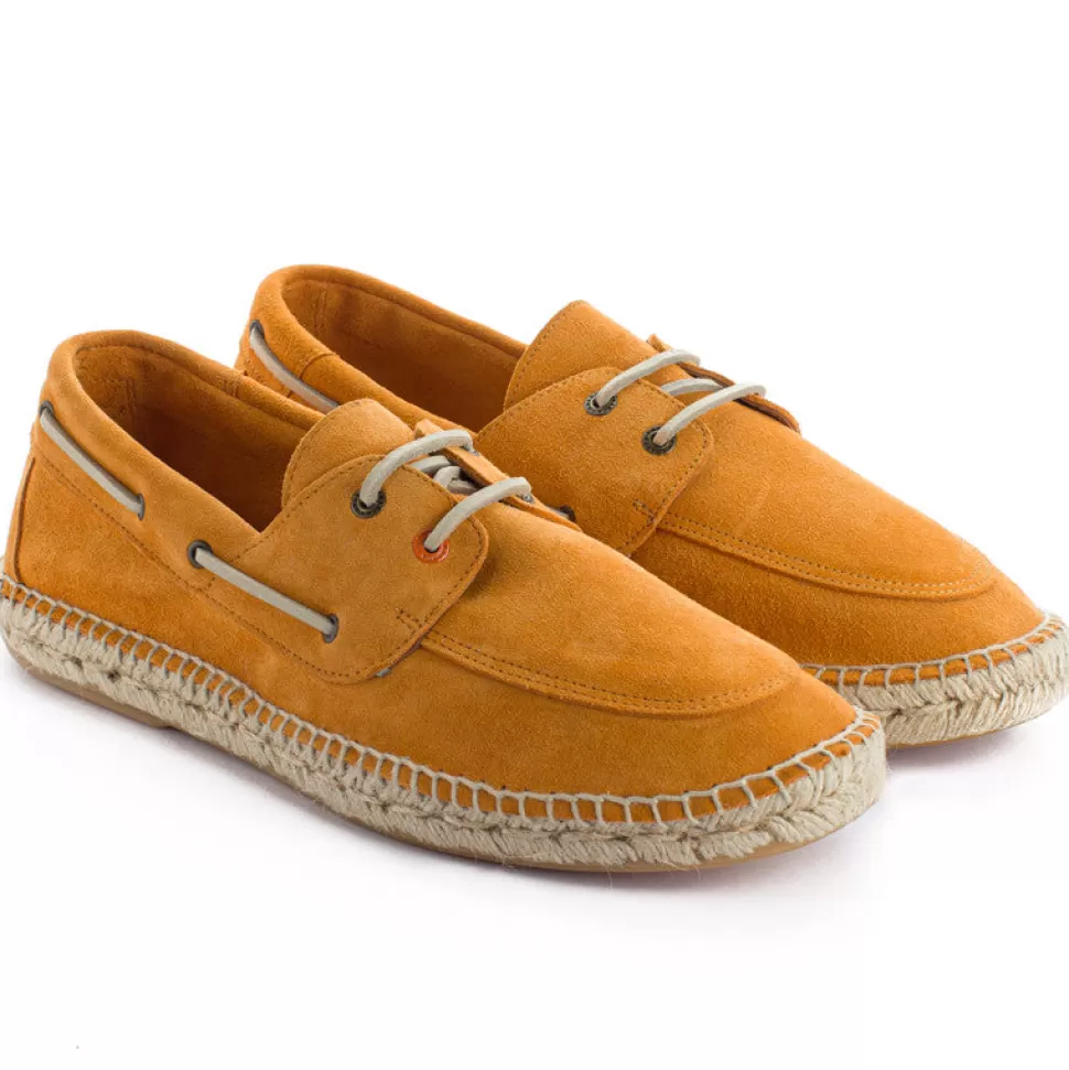 Sale Pelle Nautica Arancio Uomo Espadrillas Nautiche