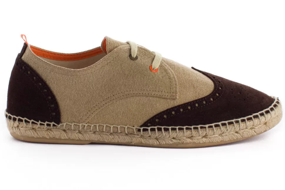 Store Pelle Oxford Beige + Cioccolato Uomo Espadrillas Oxford