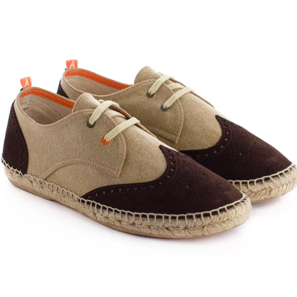 Store Pelle Oxford Beige + Cioccolato Uomo Espadrillas Oxford