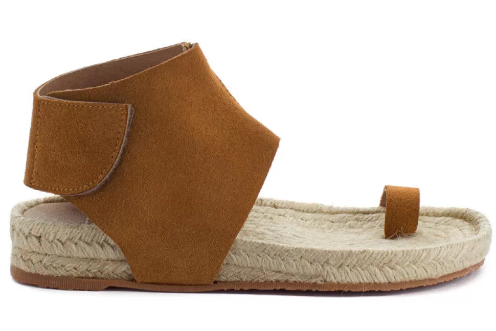 Clearance Sandali Ibiza In Pelle Di Cammello Donna Espadrillas Estive