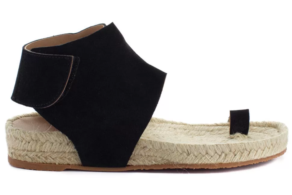 Sale Sandali Ibiza In Pelle Nera Donna Espadrillas Estive