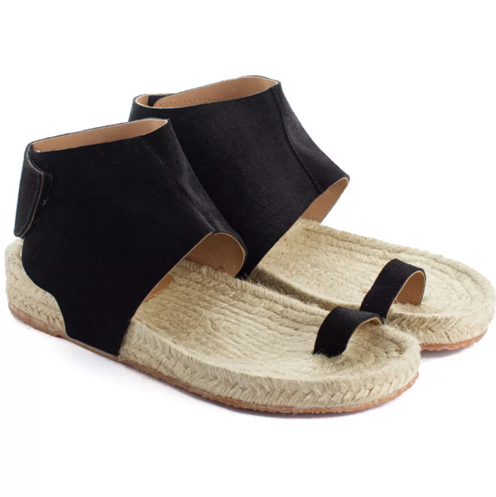 Sale Sandali Ibiza In Pelle Nera Donna Espadrillas Estive