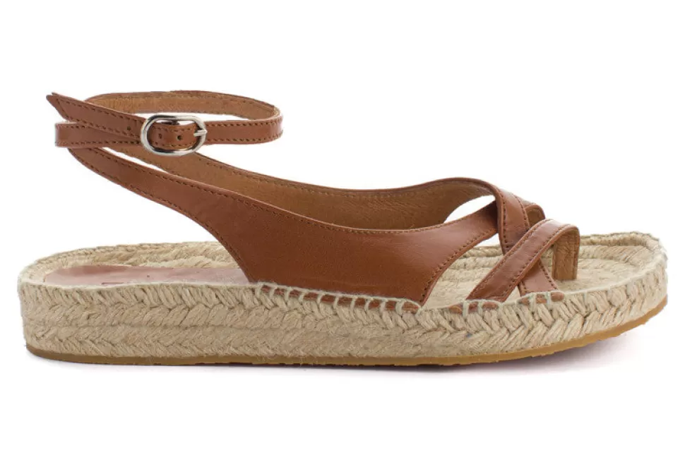 Cheap Sandali In Pelle Di Iuta Menorca Camel Donna Espadrillas Estive