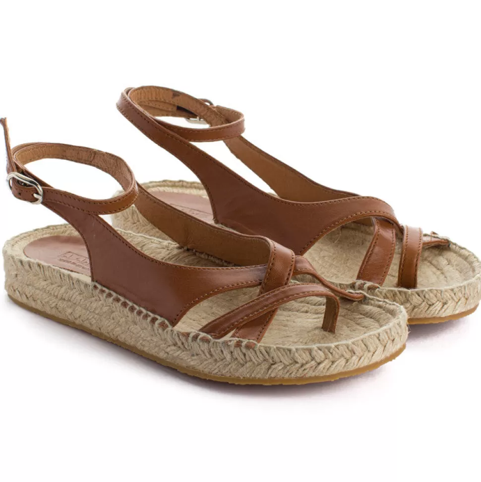 Cheap Sandali In Pelle Di Iuta Menorca Camel Donna Espadrillas Estive