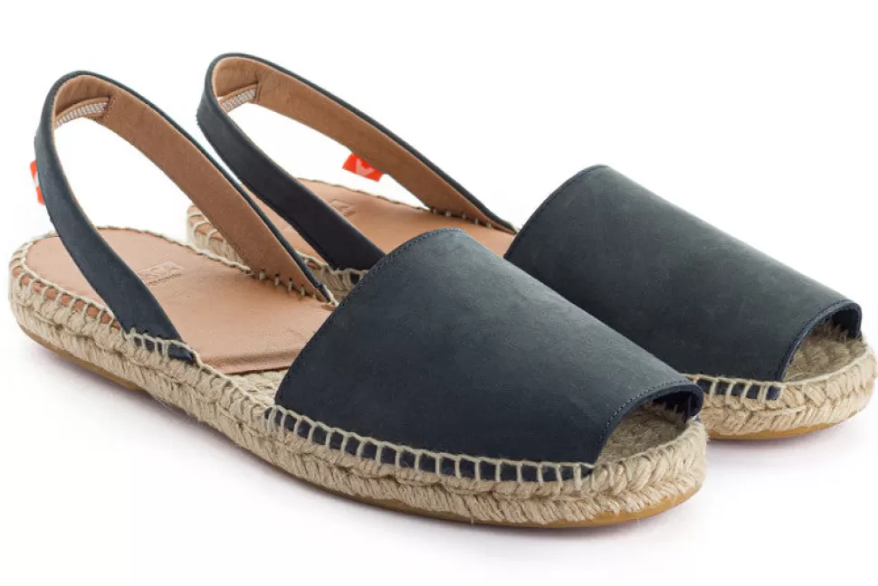 Discount Sandali Minorchini In Pelle Blu Scuro Uomo Espadrillas Estive