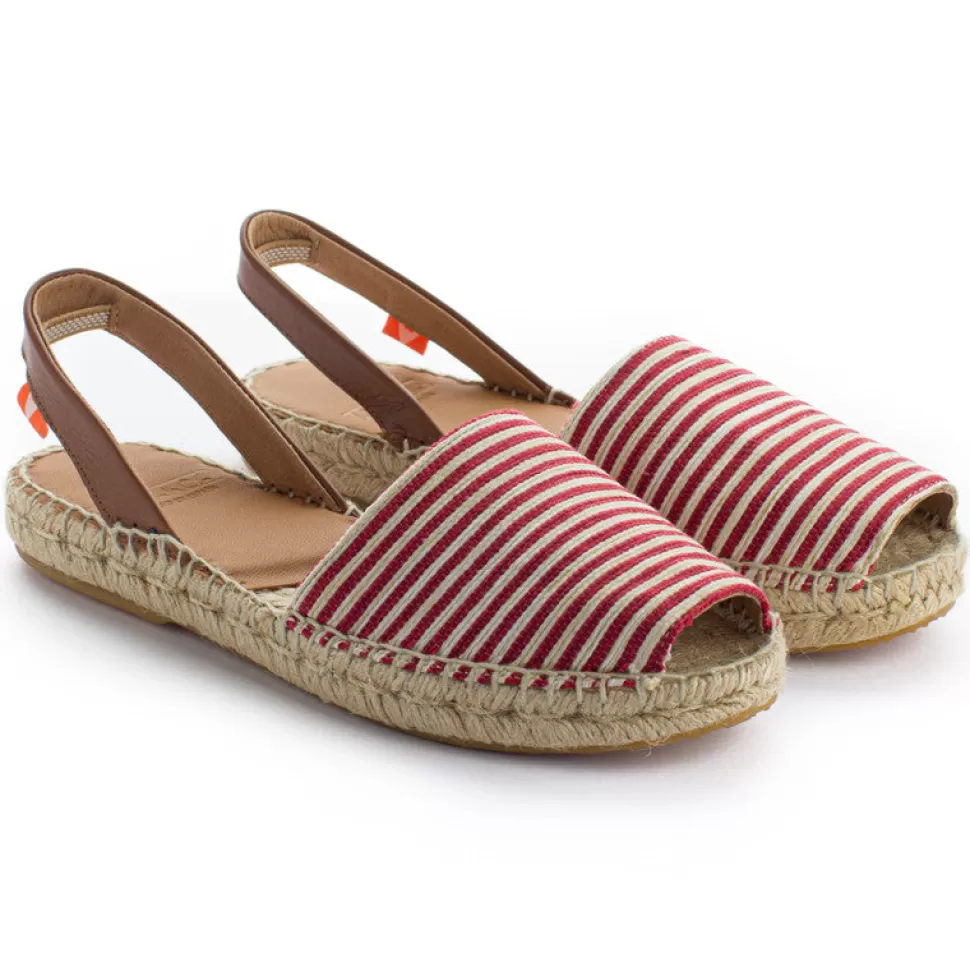 Shop Sandali Minorchini In Pelle Con Strisce Rosse Donna Espadrillas Estive