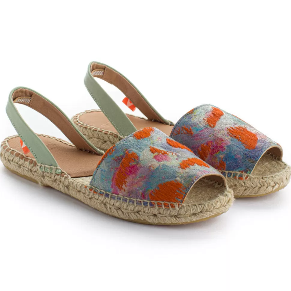 Best Sale Sandali Minorchini In Pelle Fantasia Arancione Donna Espadrillas Estive