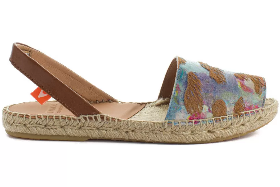 Shop Sandali Minorchini In Pelle Fantasia Marrone Donna Espadrillas Estive