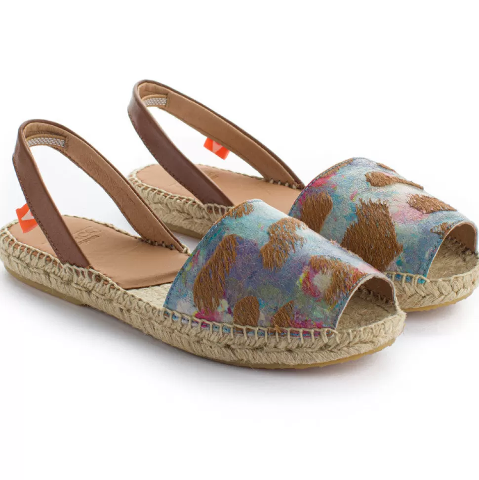 Shop Sandali Minorchini In Pelle Fantasia Marrone Donna Espadrillas Estive