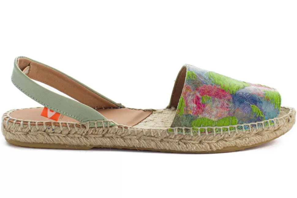 Best Sale Sandali Minorchini In Pelle Fantasia Pistacchio Donna Espadrillas Estive