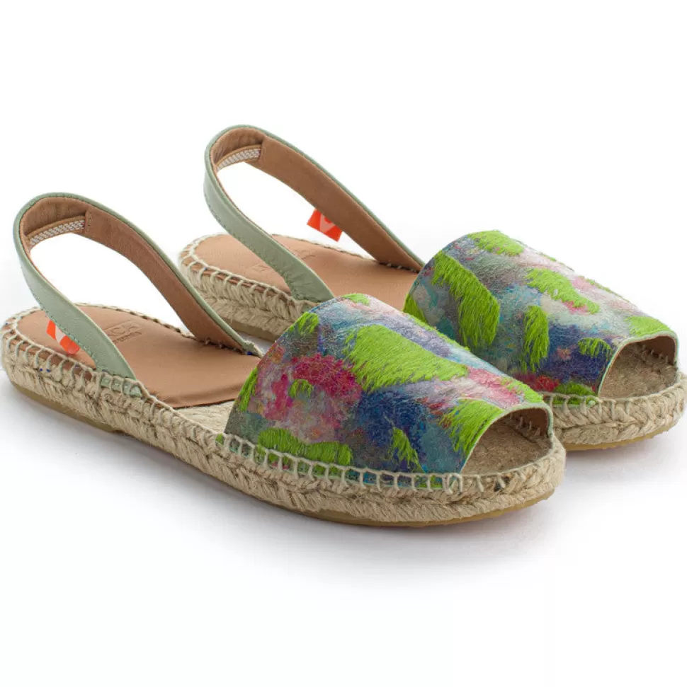 Best Sale Sandali Minorchini In Pelle Fantasia Pistacchio Donna Espadrillas Estive