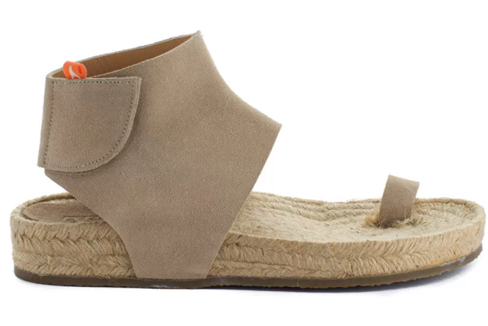 Hot Sandalo Ibiza In Pelle Pietra Donna Sandali Di Iuta