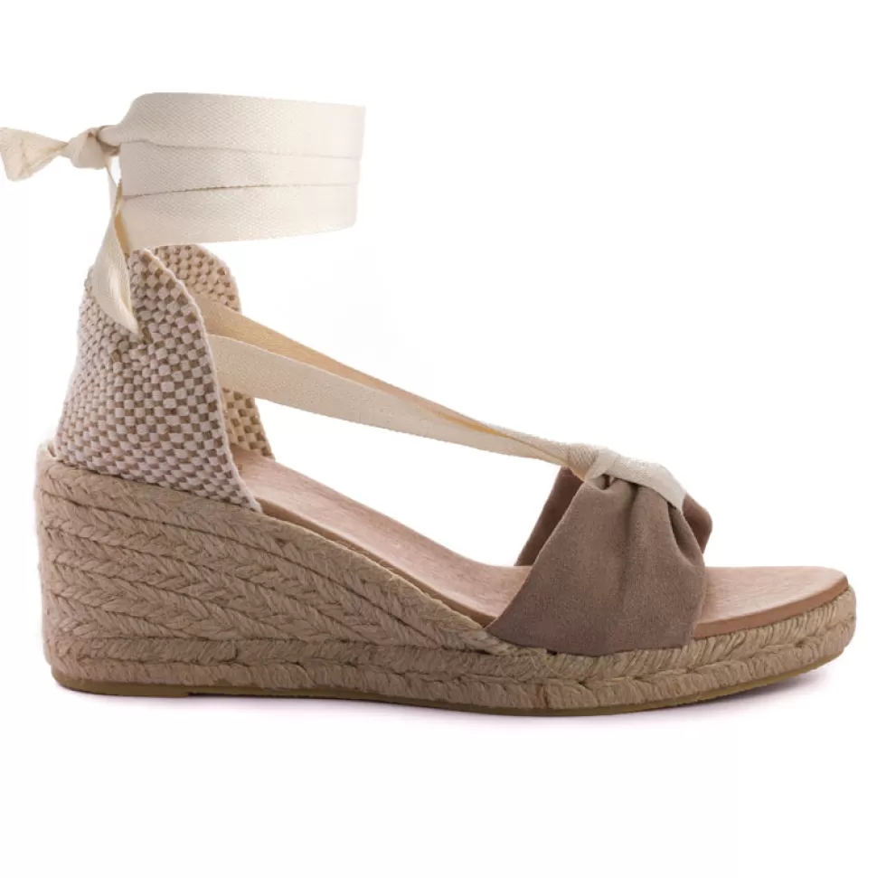 Outlet Sicilia Cuna Cinta Piel Piedra Donna Espadrillas Estive