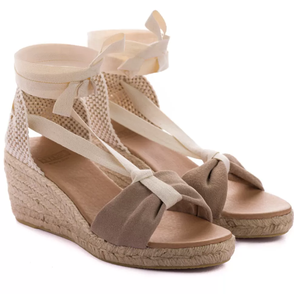 Outlet Sicilia Cuna Cinta Piel Piedra Donna Espadrillas Estive