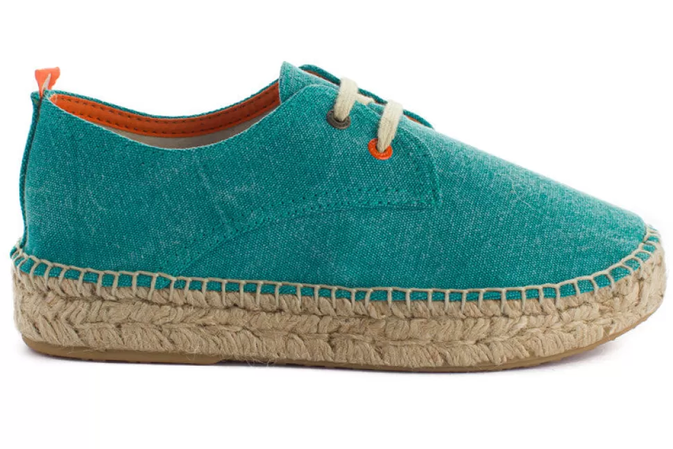 Online Verde Terra Blucher Donna Espadrillas Con Lacci