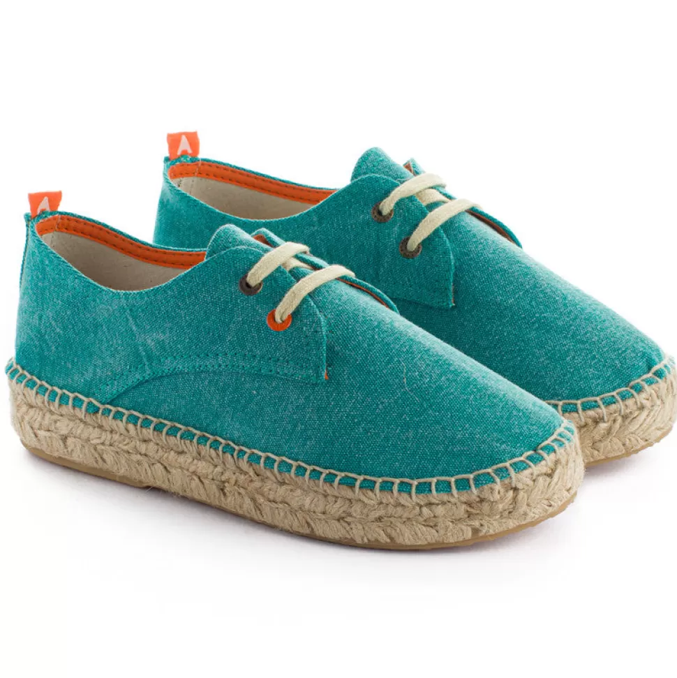 Online Verde Terra Blucher Donna Espadrillas Con Lacci