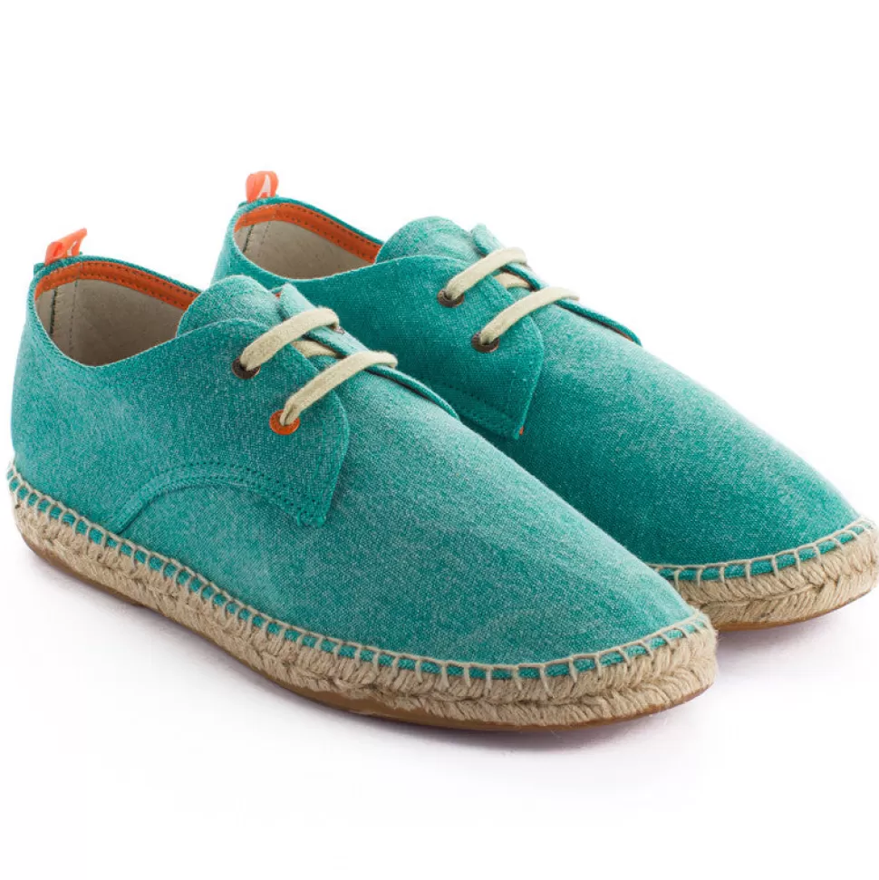 Clearance Verde Terra Blucher Uomo Espadrillas Con Lacci